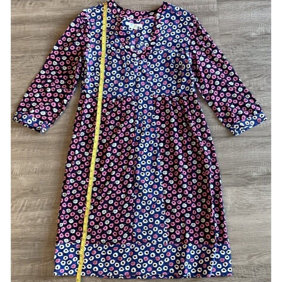 Boden Women's 3/4 Sleeve V-Neck Pink And Blue Floral Shift Dress Size 4L - Picture 3 of 8